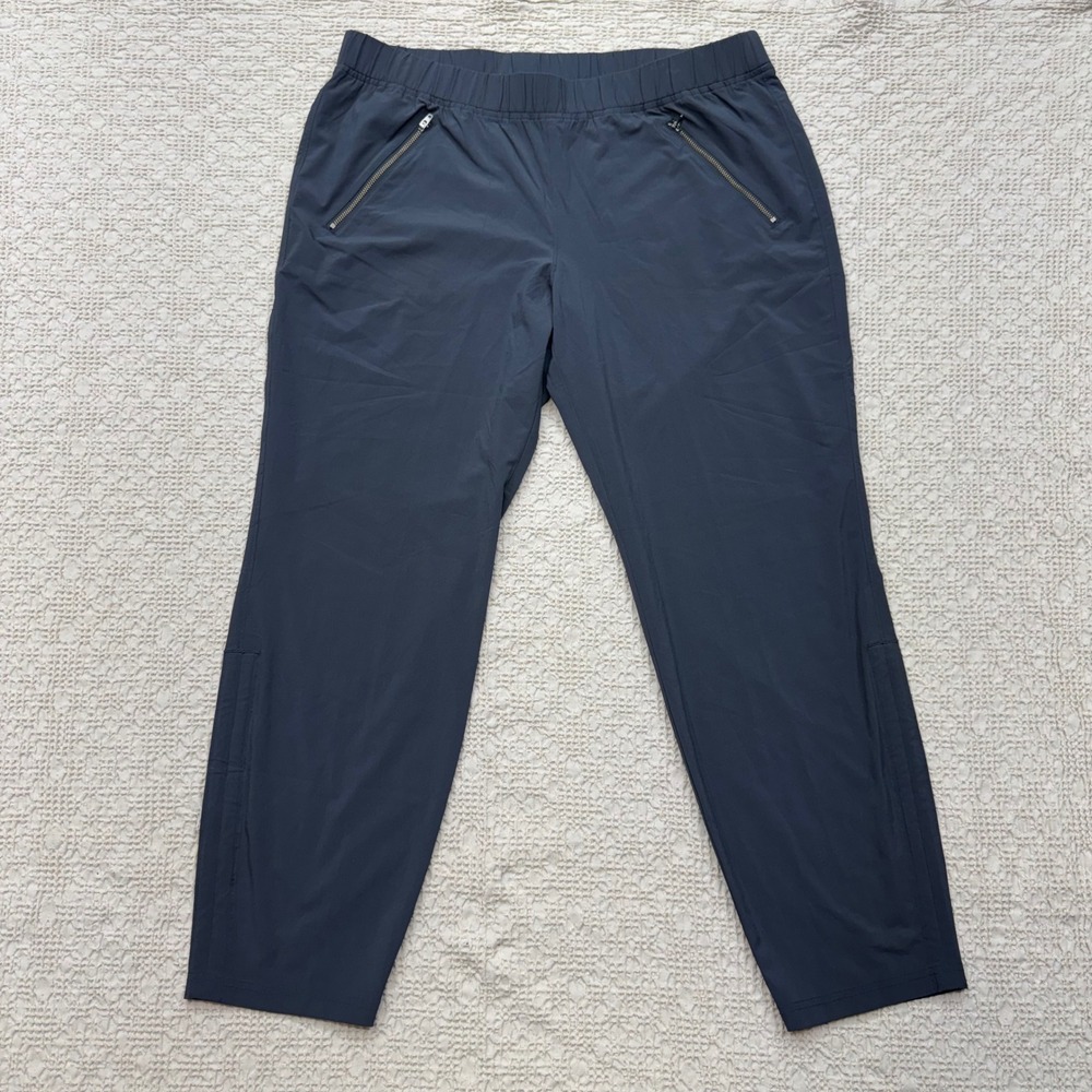 Athleta Womens sz 14 dark gray pull on ankle pants zip pockets stretch comfort